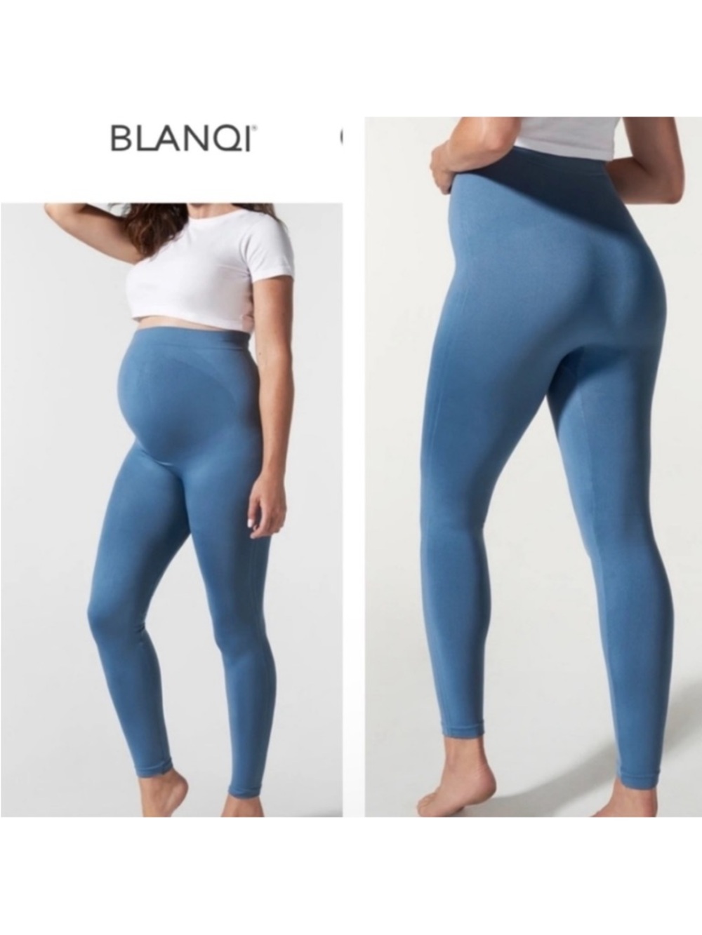 BLANQI Everyday Maternity Belly Support Pull On In Oil Blue Casual Leggings L